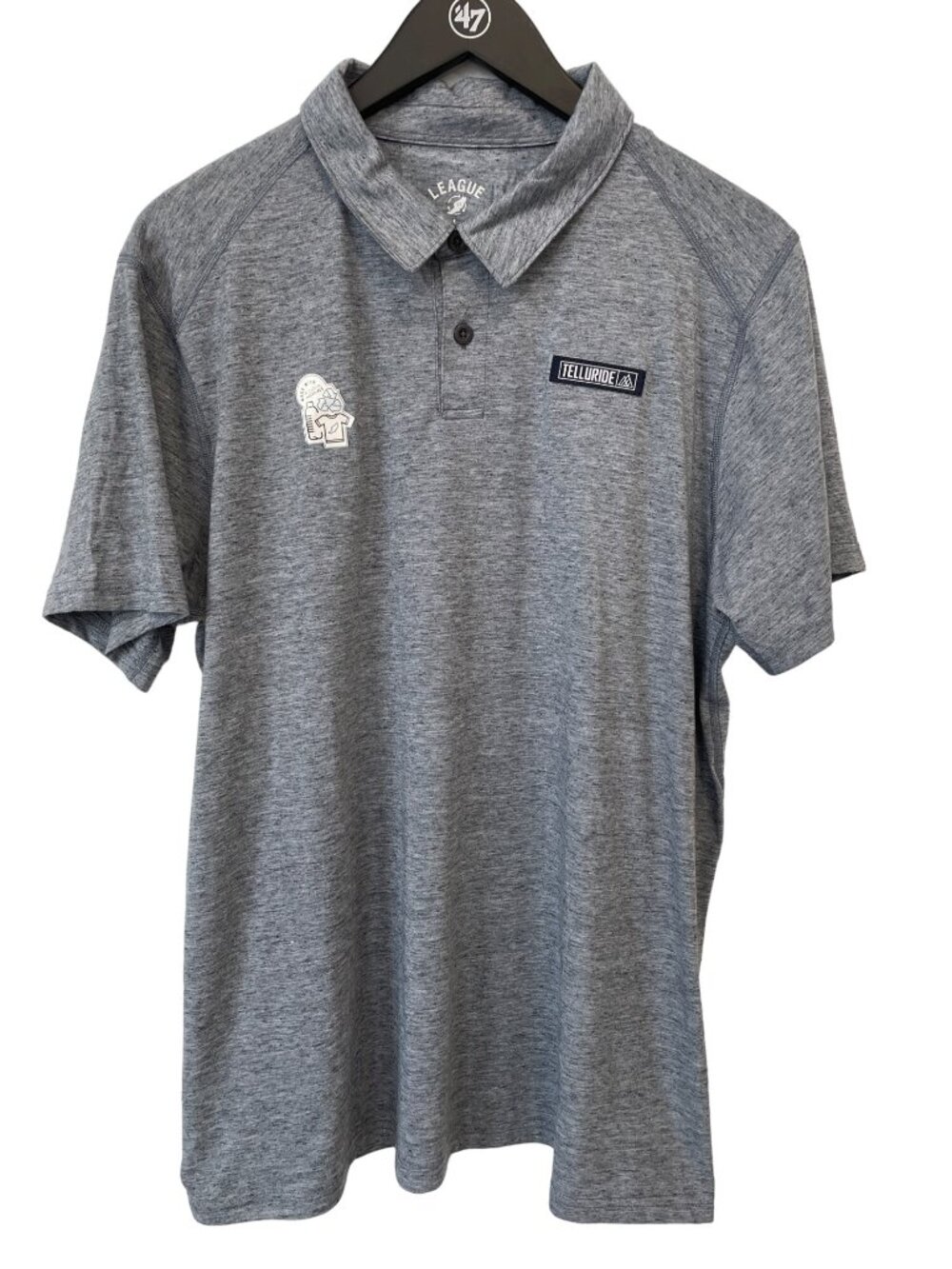 League 91 Telluride Short Sleeve Polo Shirt Mens Large Heathered Gray Golf NEW